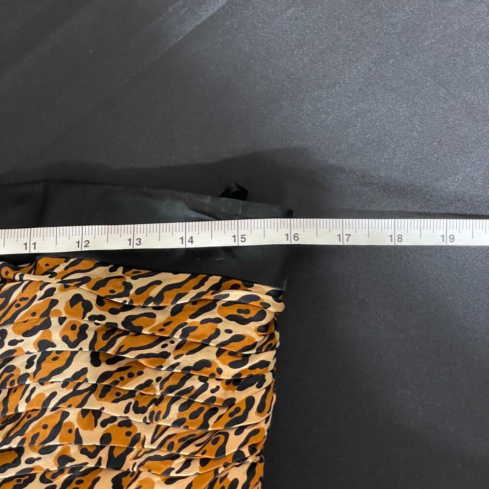 Lillie Rubin Vintage Size 12 - 100% Silk Leopard Print Strapless Tiered Dress - Picture 5 of 7